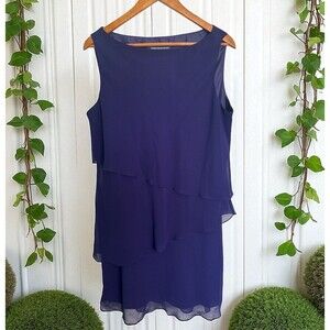 Jones Wear Purple Sleeveless Layered Dress Women’s 16 Fit & Flare Cocktail Dress